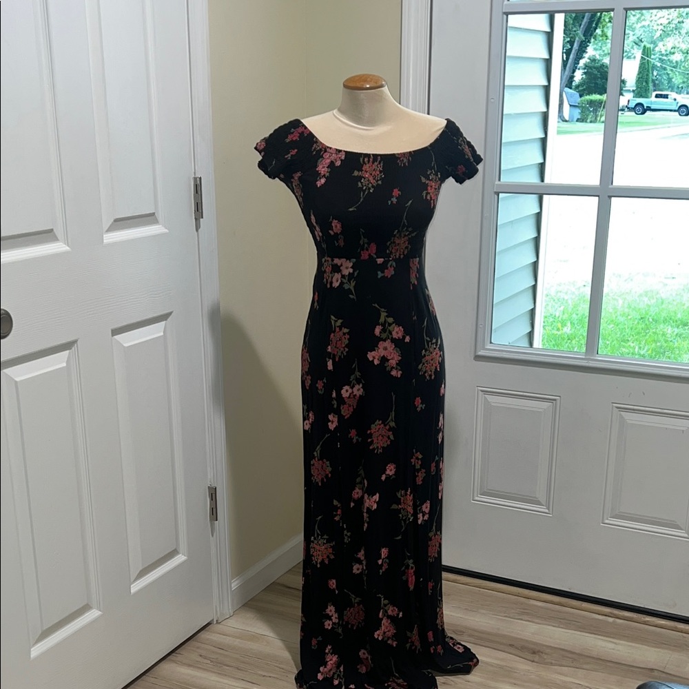 Express Black and Pink Floral Maxi Dress